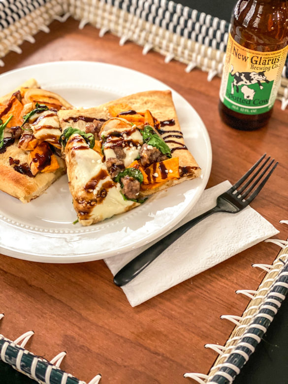 Sweet potato drizzle with balsamic drizzle. 